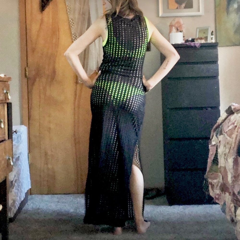 Y2K Cotton mesh cage maxi dress